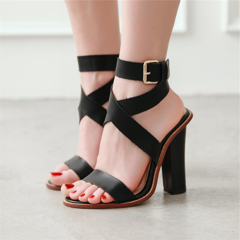 Ankle Strap Heels - المرأة صنادل طراز جلاديتور عالية الكعب