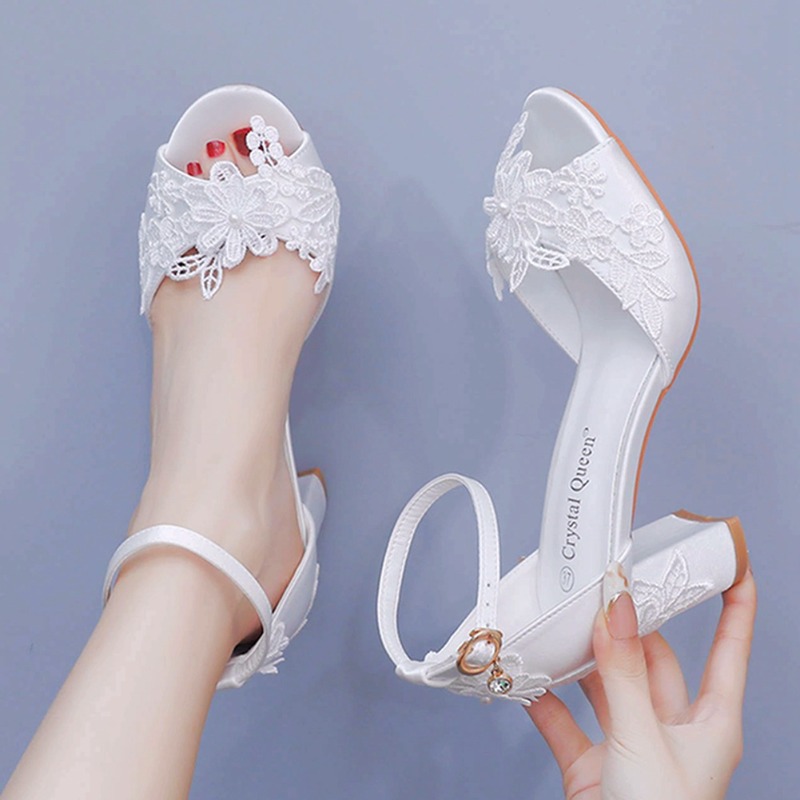 Gladiator Sandal Women - المرأة الحرير الأبيض عالية الكعب الصيف