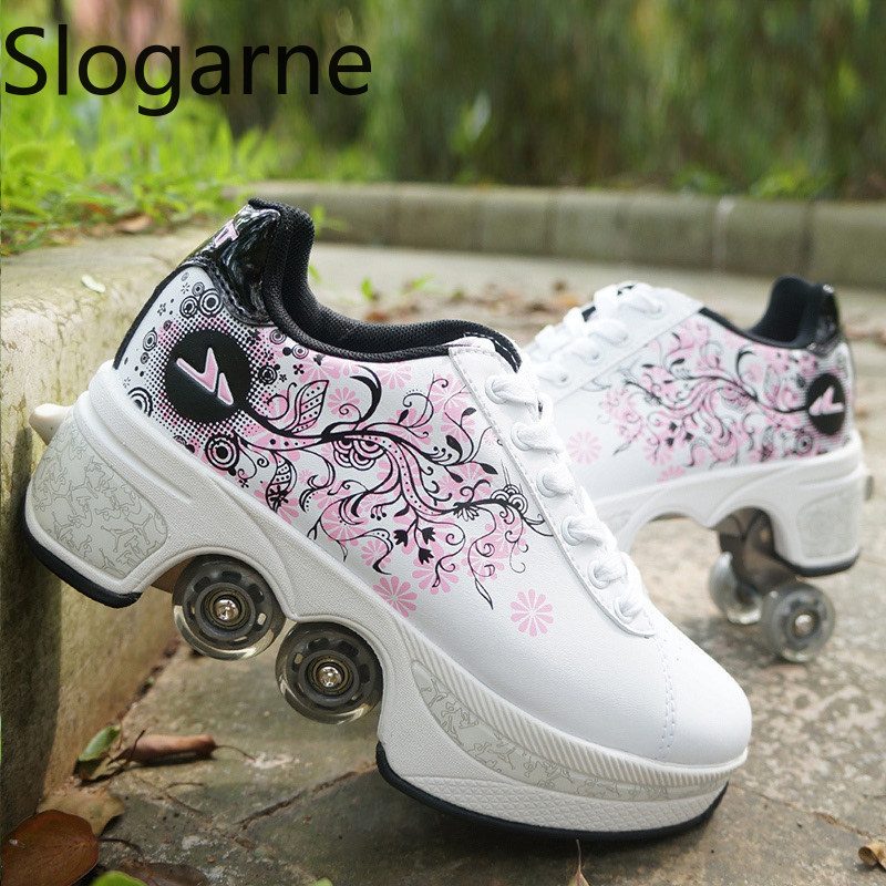 Women Shoes Sneakers - النساء 4 عجلات تشوه زلاجات دوارة