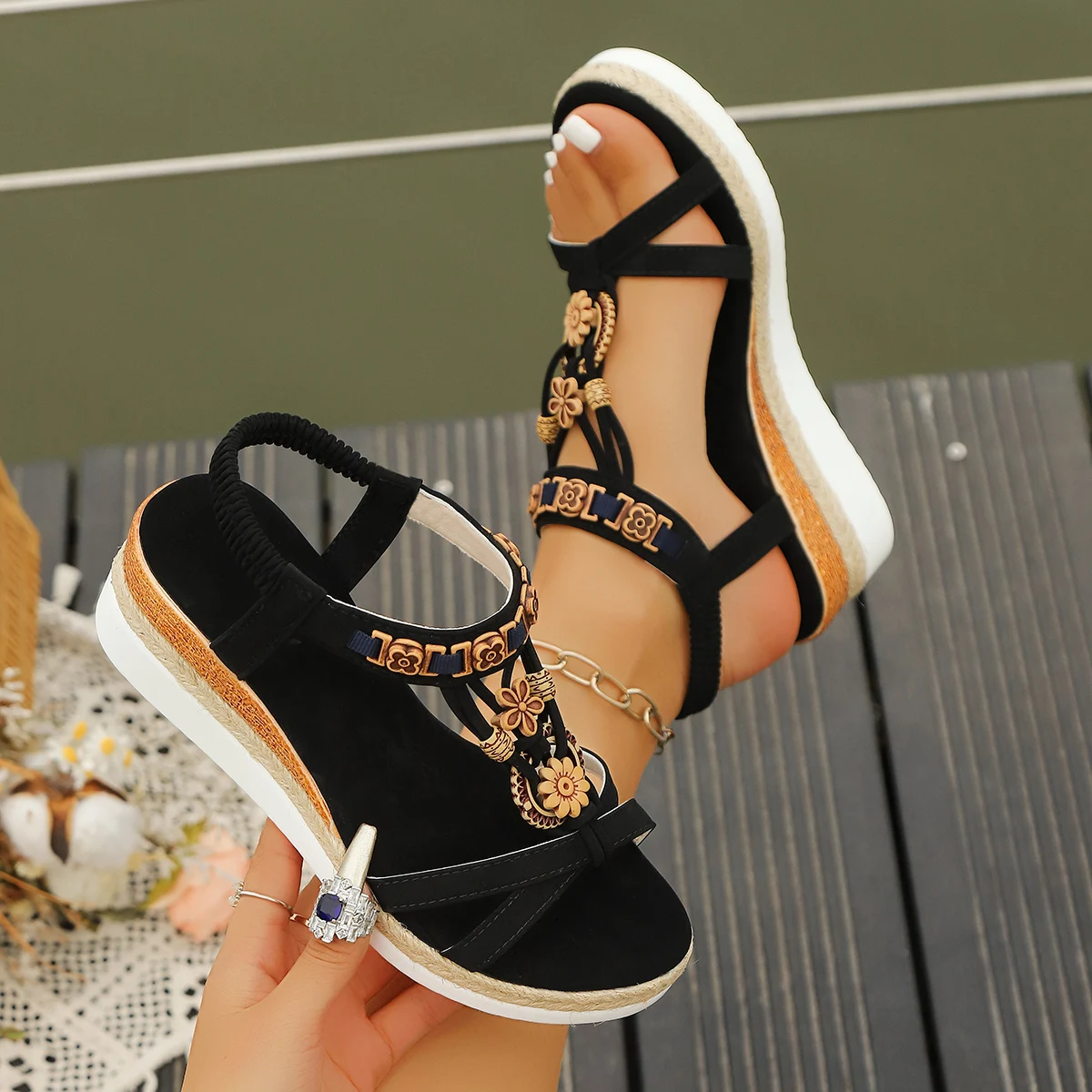 Gladiator Sandal Women - النساء صندل خشبي صيف 2024 مضفر