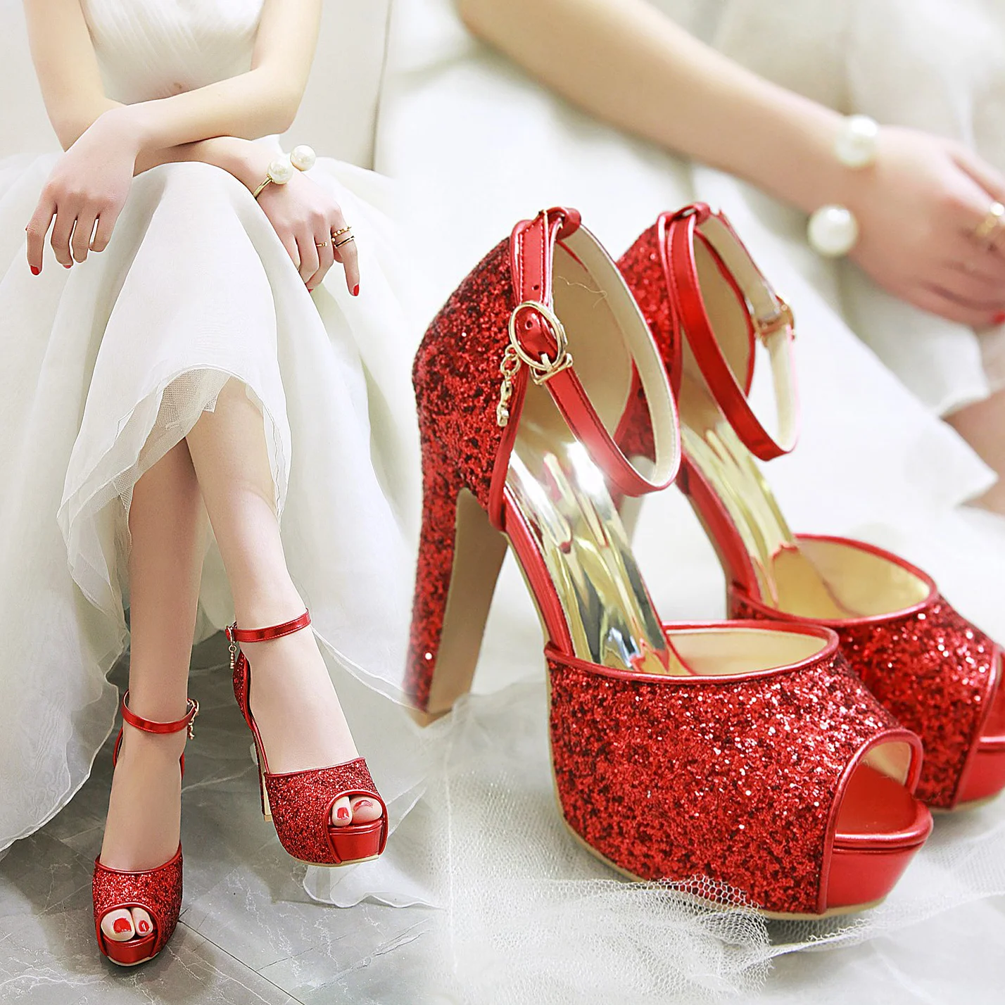 الفضة الصيف النساء صنادل أرضية - مراجعة Ankle Strap Heels وسعره